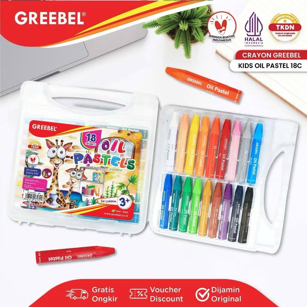 

krayon GREEBEL/crayon GREEBEL isi 18/GREEBEL Crayon Krayon Kids Oil Pastel / Crayon Greebel / Krayon Sekolah Anak & Professional Non Toxic