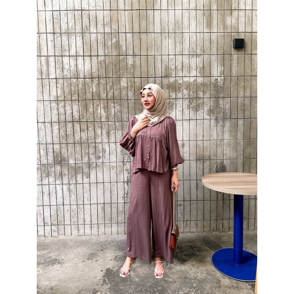 SETELAN WANITA KEKINIAN ONESET POLOS TWILL PREMIUM CPLP VIRAL