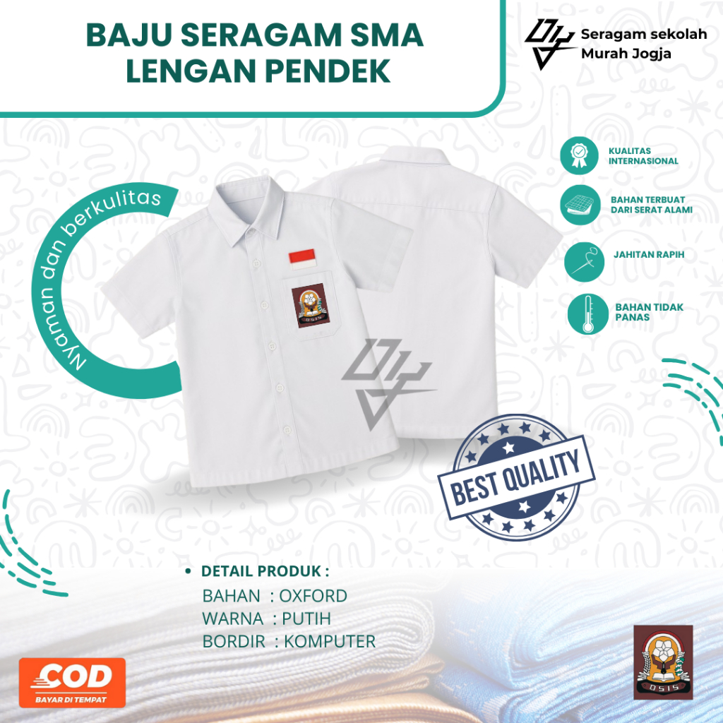SERAGAM MURAH JOGJA - SERAGAM SMA BAJU SERAGAM SMA BAJU LENGAN PENDEK SMA PREMIUM