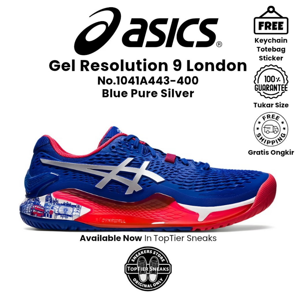 Sepatu Running Tennis Asics GEL RES0LUTI0N 9 Limited Edition London Blue Pure Silver Original