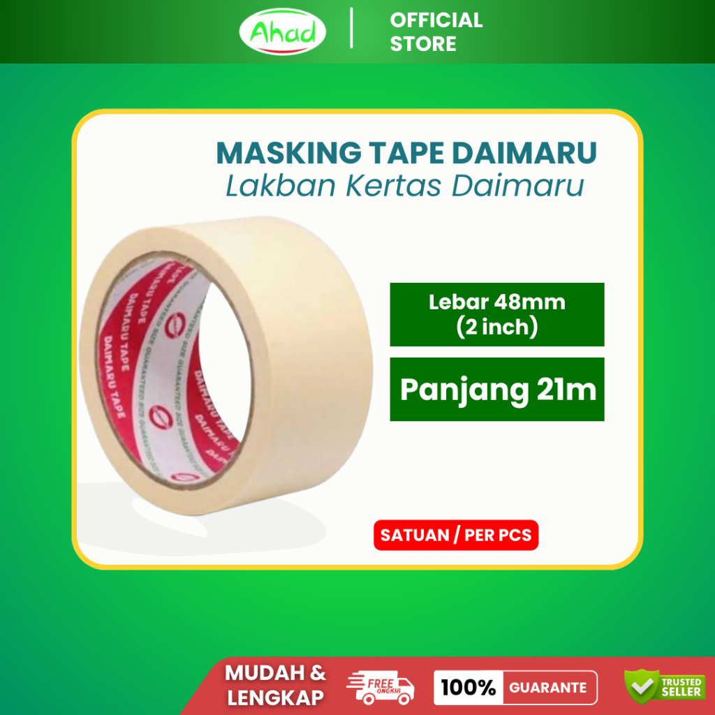 

Masking tape Daimaru Lakban kertas ukuran 48mm (2 inch) panjang 21m per pcs