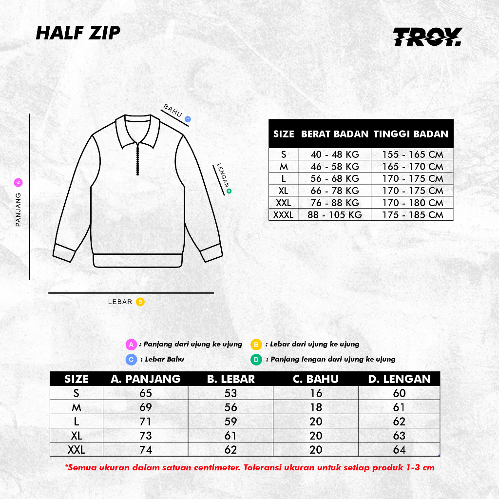 Troy Company Half Zip Collared Sweatshirt Sanrio - Half Zipper Abu Misty HZ 3295
