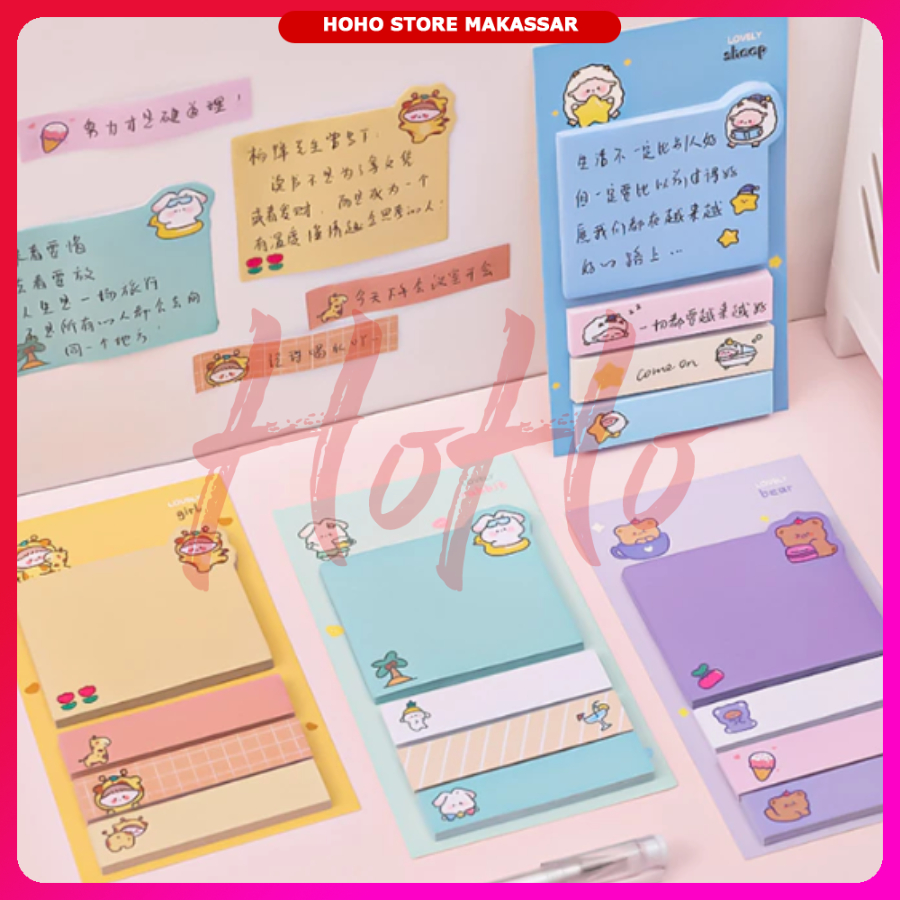 

Sticky Notes 4 Baris Kotak Persegi Memo Tempel 4in1 Pembatas Buku Motif Lucu - SN42