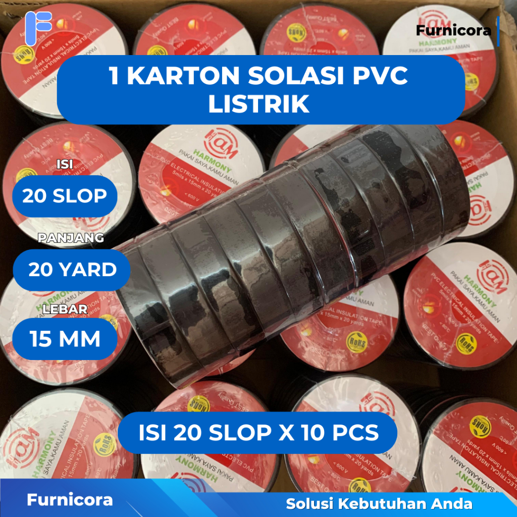 1 KARTON Lakban Listrik PVC Hitam - Harga Grosir Ukuran 15mmx20Yard Lakban Listrik