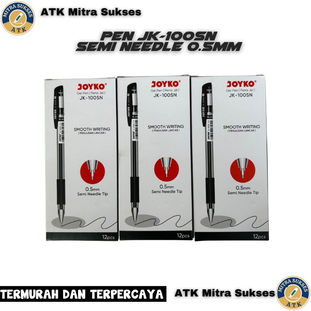 

Joyko Pulpen JK-100SN Gel 0.5mm 1 Lusin 12Pcs Warna Hitam