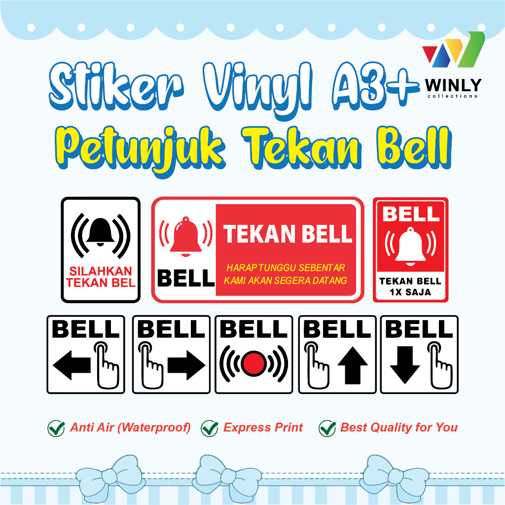 

STIKER VINYL PENUNJUK BELL RUMAH 10 x 10 / 15 x 10 CM A4 STICKER BEL ANTI AIR WATERPROOF ANTI LUNTUR