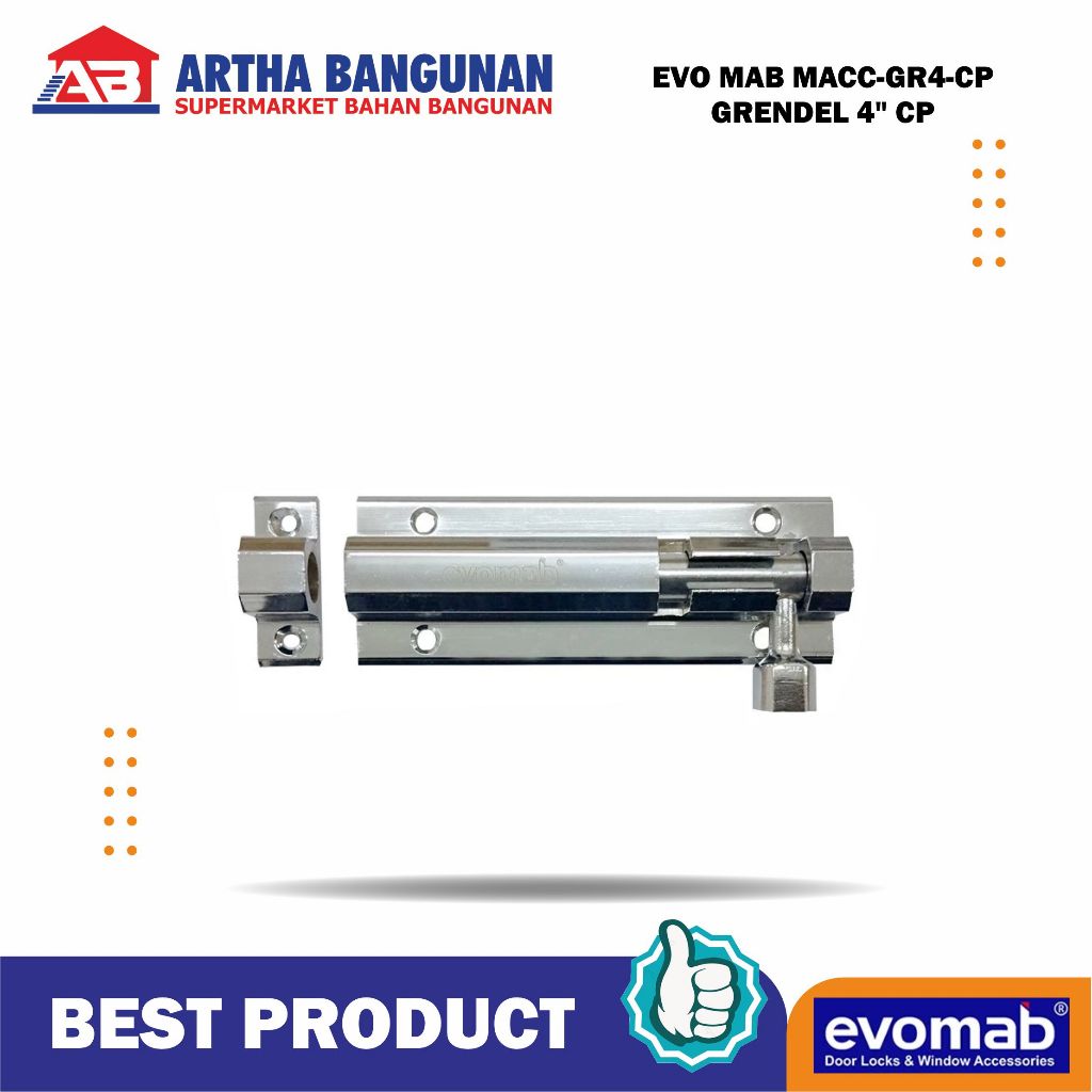 EVOMAB MACC-GR4-CP GRENDEL PINTU STAINLESS