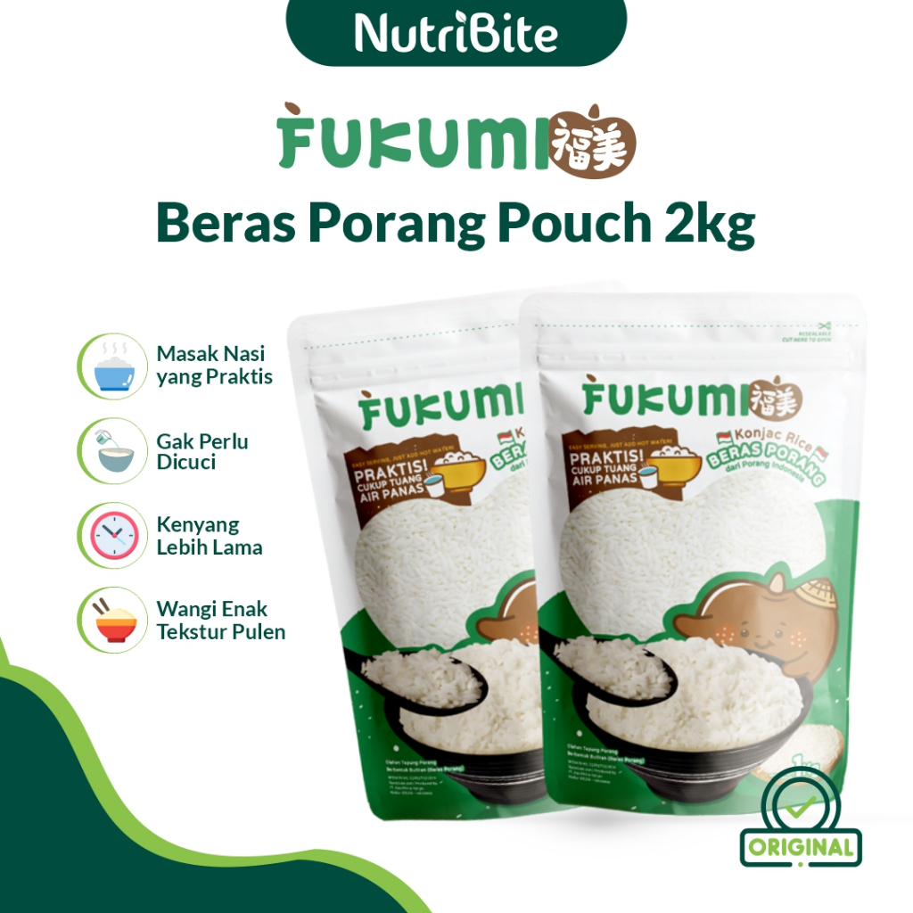 

FUKUMI Beras Porang 2 Pouch 1 KG - Shirataki Rice