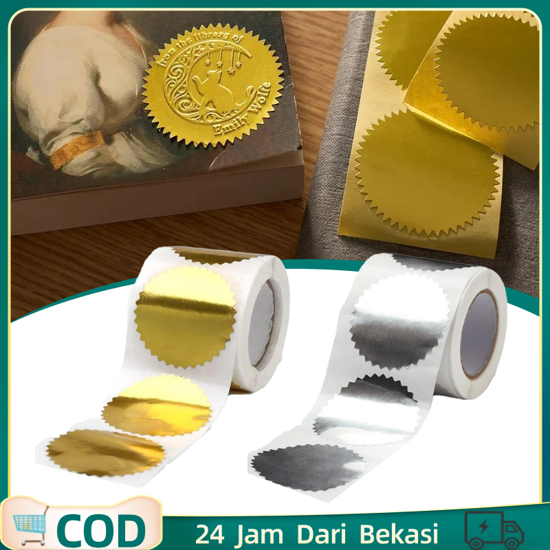 

250pcs Stempel Emboss Stamp Seal Sticker untuk Logo Sertifikat dengan Desain Emboss Emas Perak Dekorasi Sticker