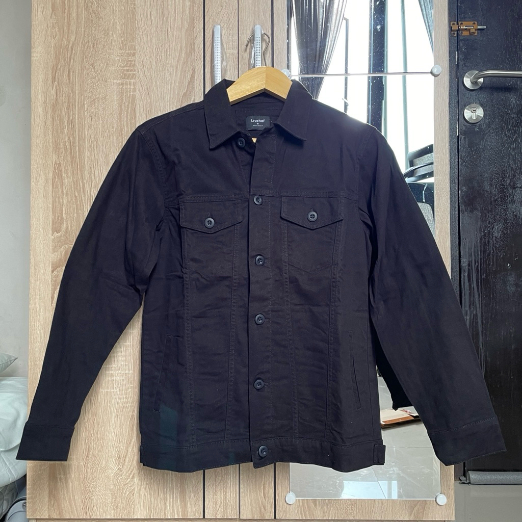 Jaket Livehaf Trucker Canvas Hitam Size M
