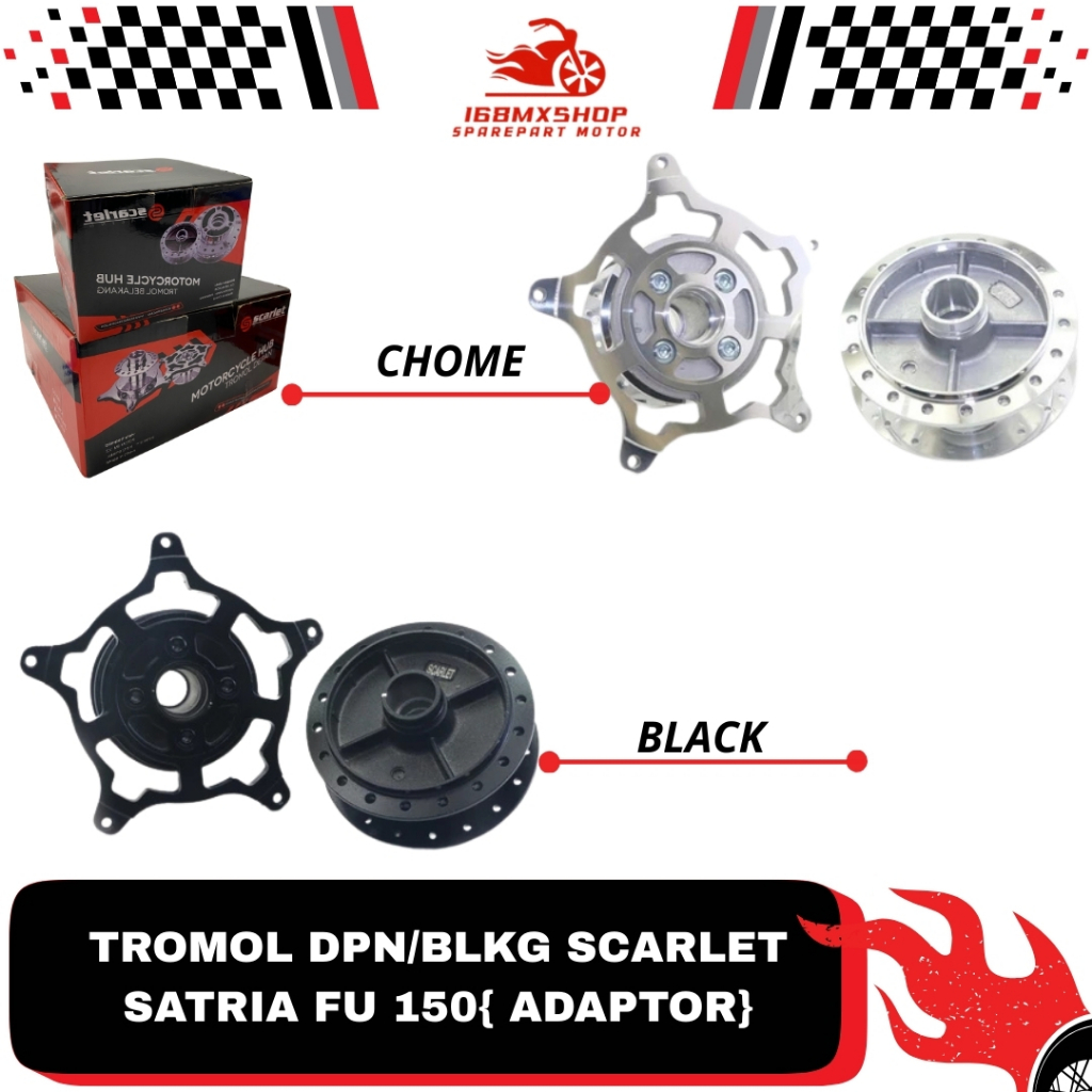 Tromol Depan & Belakang Satria Fu 150 { ADAPTOR } " Original Scarlet "