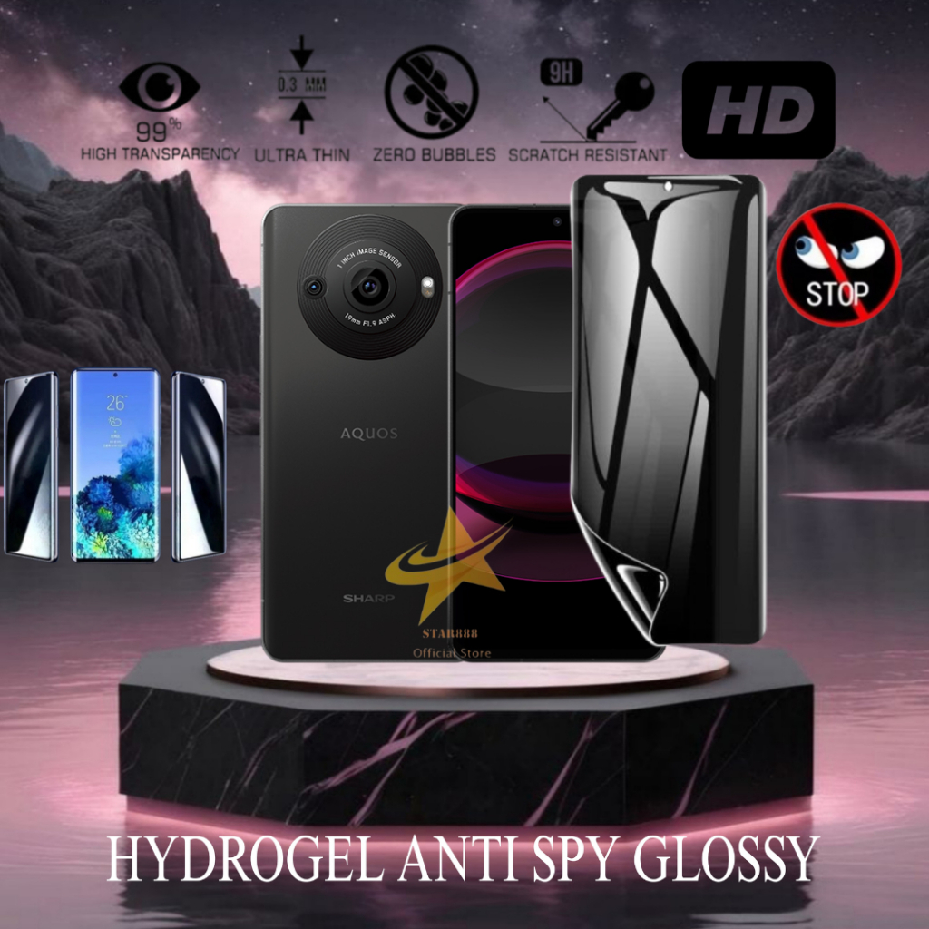 Anti gores Spy Glossy Hydrogel Film Privacy Screen Protector Sharp Aquos R7 R8S R8S Pro