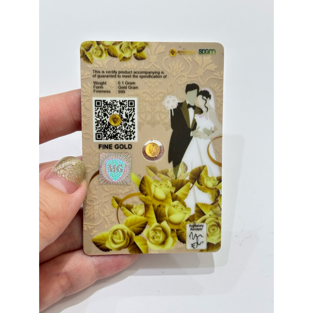 0.1 GRAM MINI GOLD EMAS SELAMAT HARI PERNIKAHAN HAPPY WEDDING GIFT  LOGAM MULIA EMAS MINI GOLD MG SD