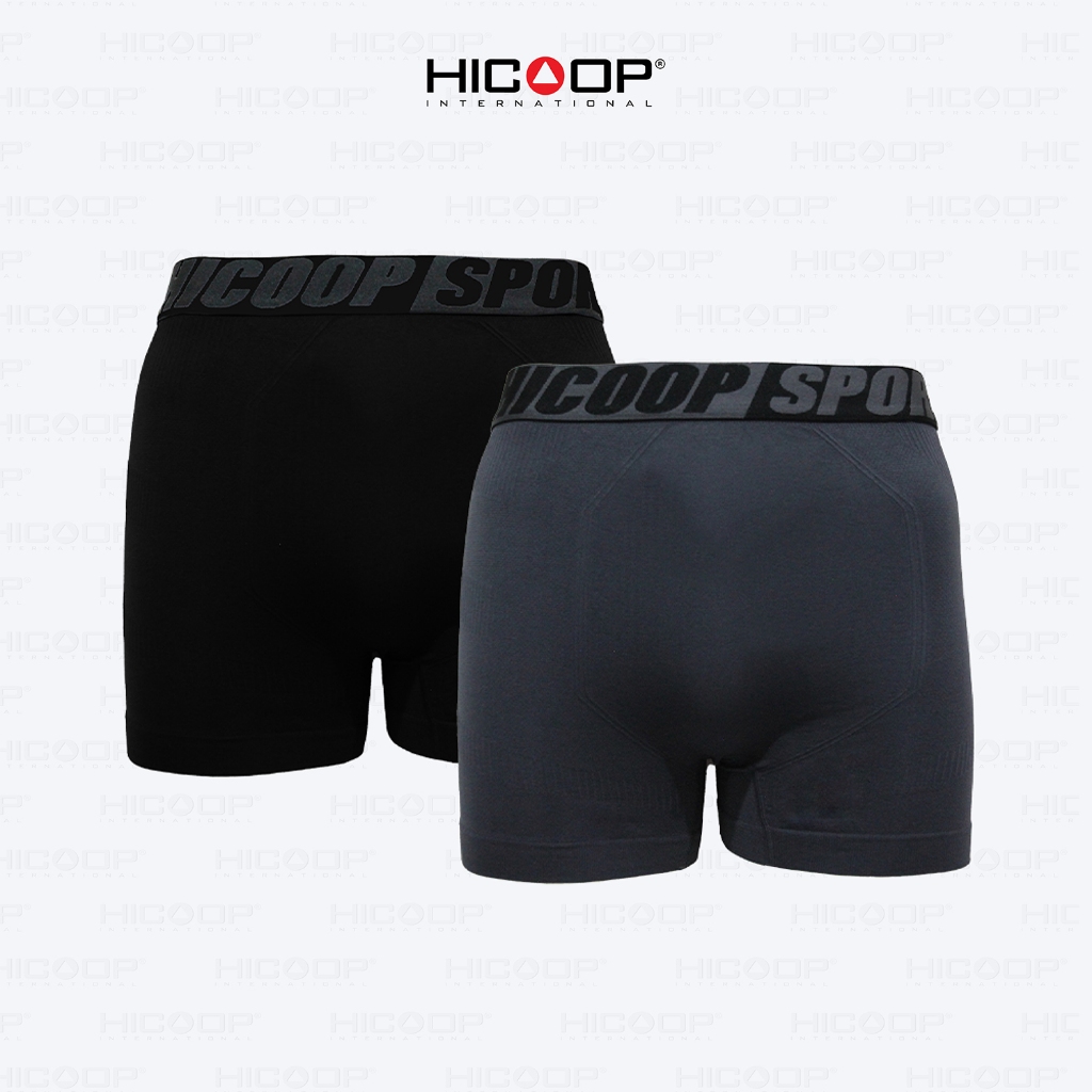 Hicoop - Underwear Boxer - Celana Dalam / Celana Pendek Pria Boxer Seamless - Hitam/Abu - Isi 1 Pcs 