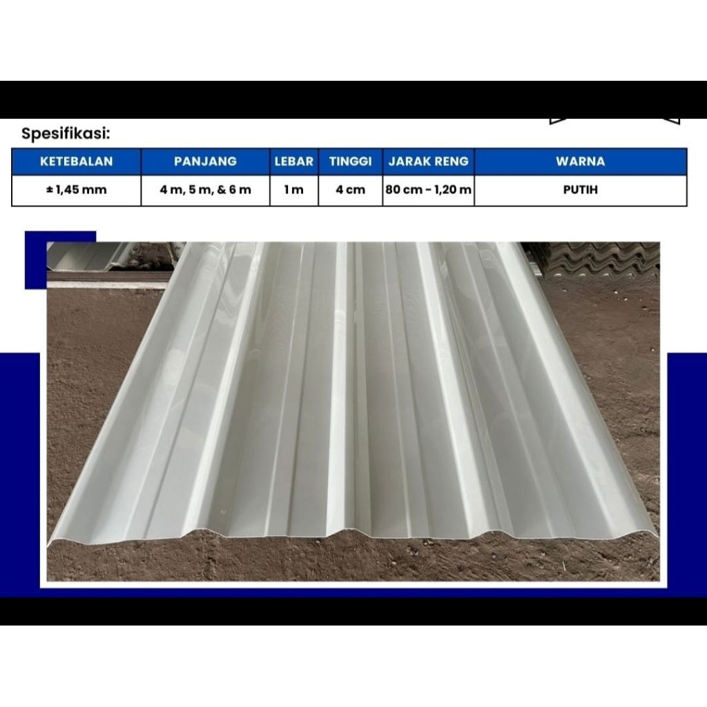 Atap uPVC Single Layer 3 Meter, 4 Meter, 5 Meter, 6 Meter Fuji