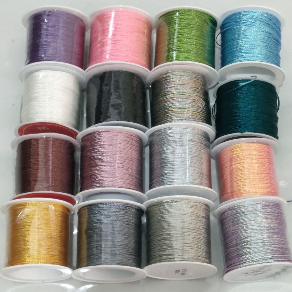 5 Meter Shine String ll Tali Giok Metalik Gliter ll Benang Sulam Metalik ll Tali Benang Shambala