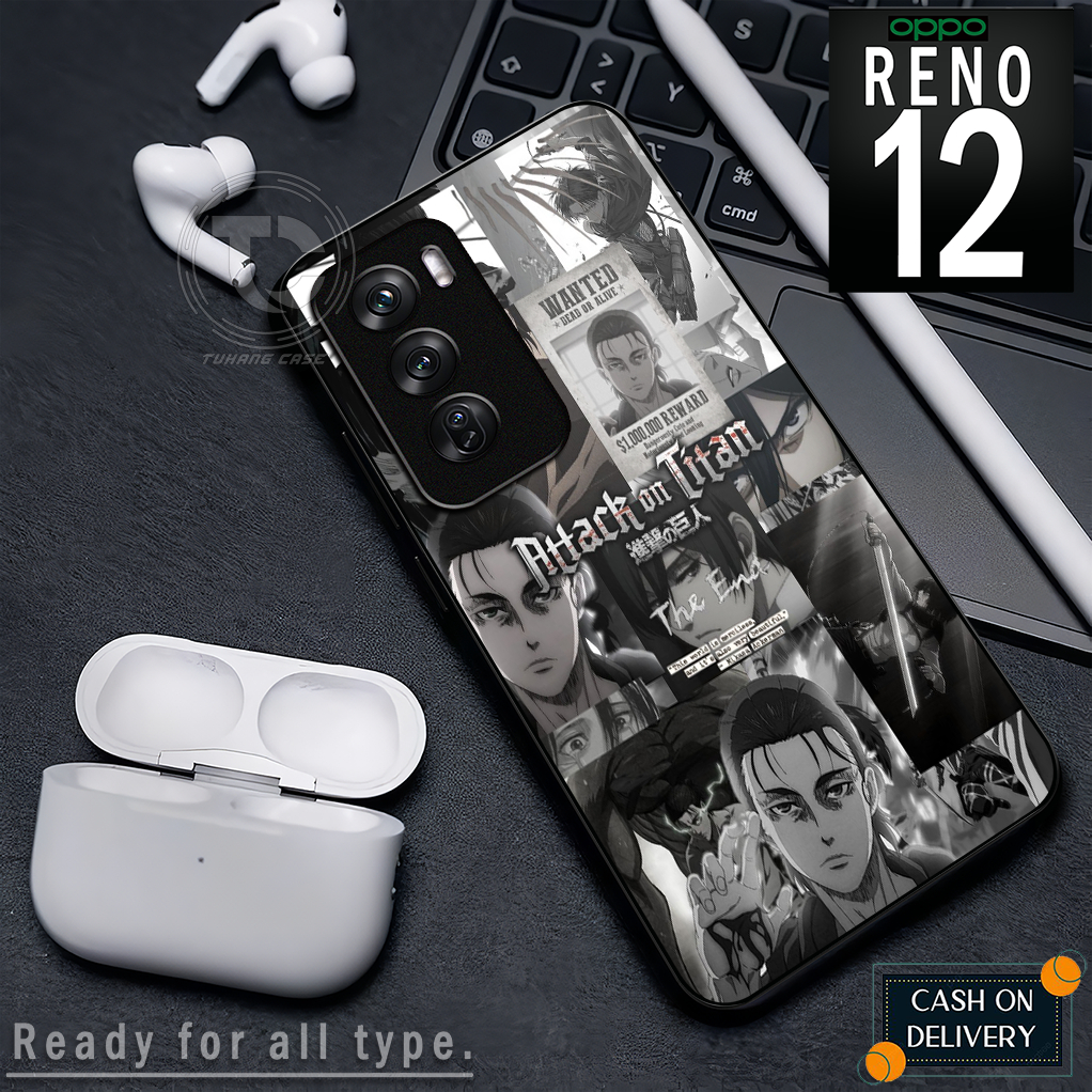 Case Handphone Motif Attack On Titan Untuk oppo reno 12 8t 4g 8t 5g a3x/a3 nfc a17 a17k a3s a74 4g/r