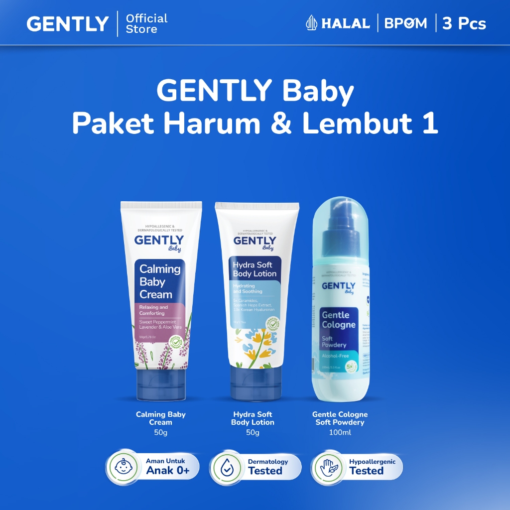 GENTLY Baby Paket Harum & Lembut | Calming Baby Cream 50 g Krim Bayi Nyaman untuk si Kecil + Hydra S