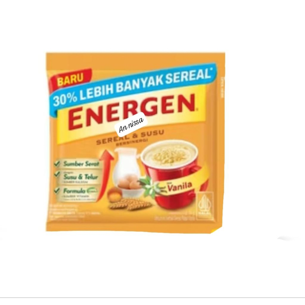 

1 renteng energen rasa vanila/cokelat (10 sachet x 34 gr)