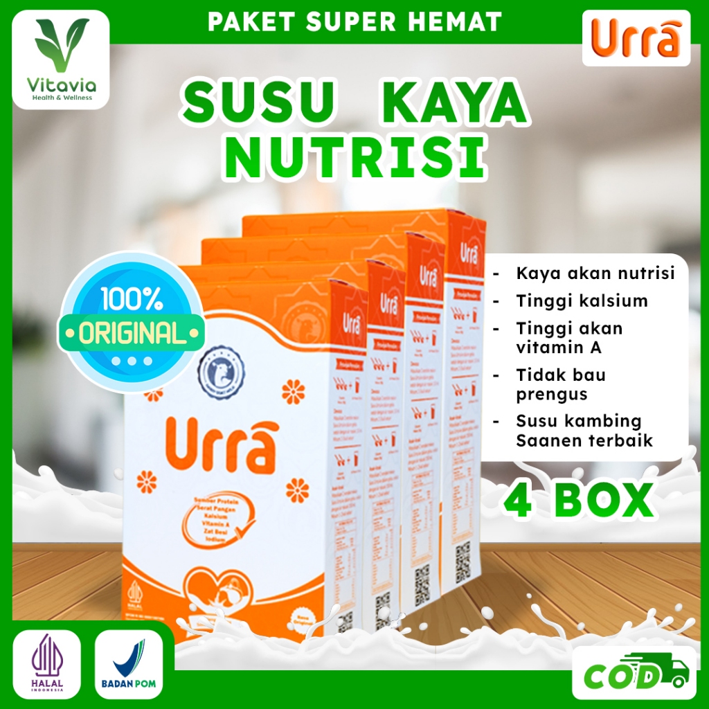 

Susu Urra Paket 4 Box | Susu Kambing Saanen Premium Susu Pertumbuhan Anak Kaya Kalsium dan Nutrisi Pertumbuhan