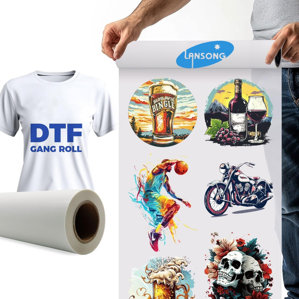 

PET Film DTF 30cmx100m dan 60cmx100m, Film Cetak Digital Dua Sisi Dingin Panas Printer DTF