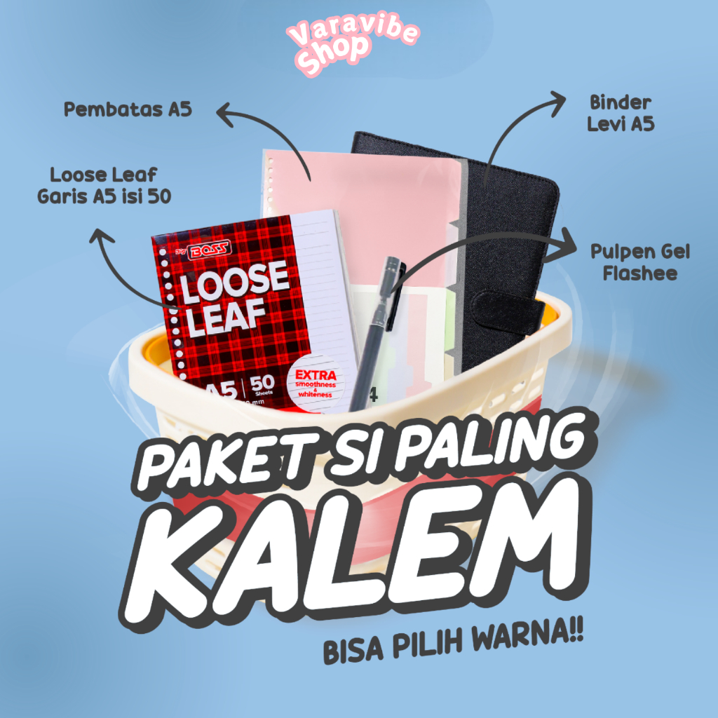 

Paket Binder 4IN1 Set Sudah Termasuk Loose Leaf Binder A5 20 Ring Binder Sekolah Kuliah