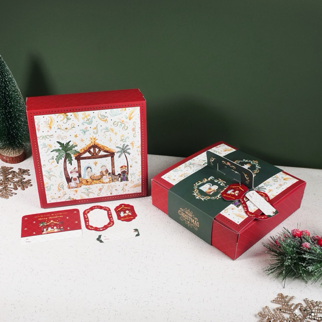 5 Set Box Carol 20x20x6 Box Peace 20x20x8 Kotak Kue Natal Christmas Box