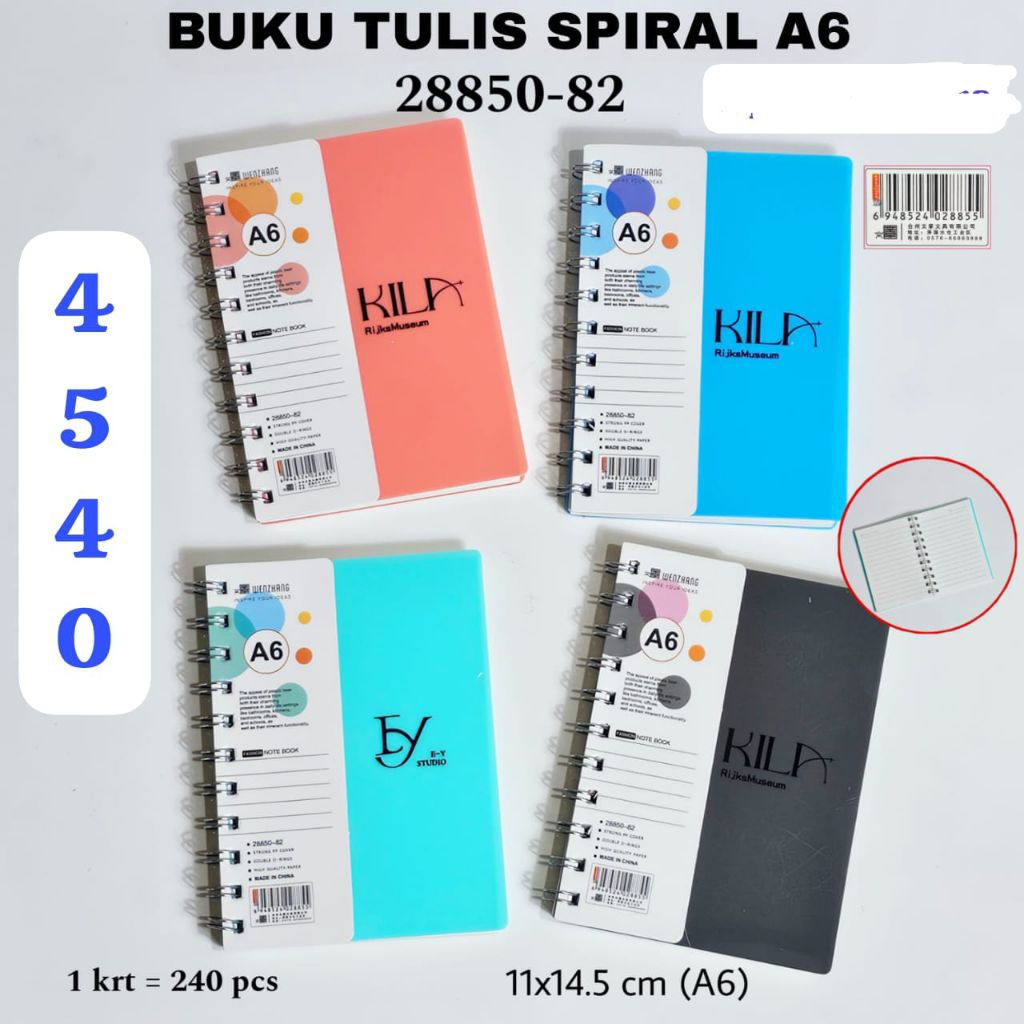 

Buku spiral A6 notebook spiral A6 cover plastik warna polos/ notebook spiral.