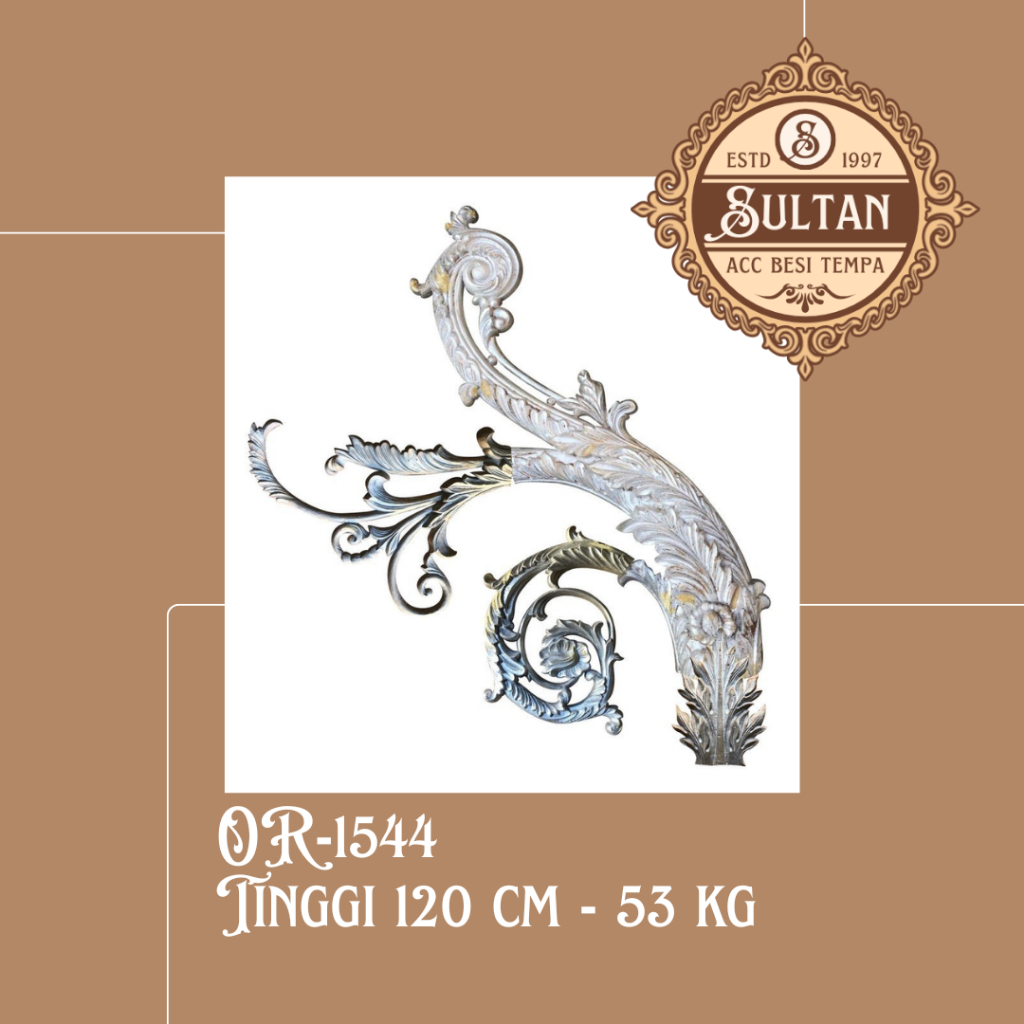 Sultan Besi Tempa / OR-1544 / Ornamen Daun Besi Tempa / Ornamen Pagar Besi Klasik / Aksesoris Besi T