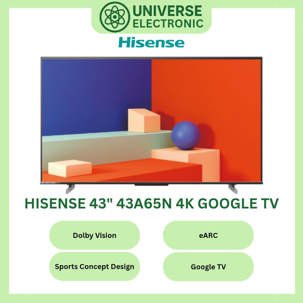HISENSE 43A65N 4K GOOGLE TV DOLBY VISION 43 Inch
