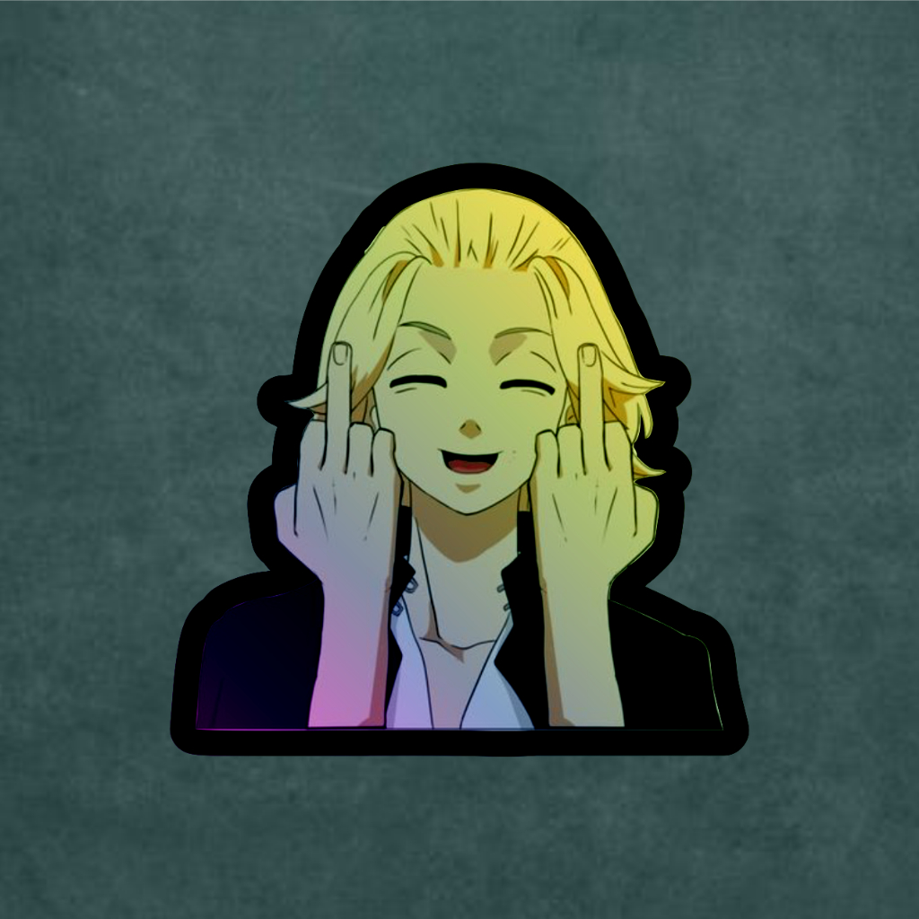

Stiker Anime Hologram Mikey Tokyo Revengers Pose Fu*ck Jari Tengah Case Hp dan Laptop 7 Cm