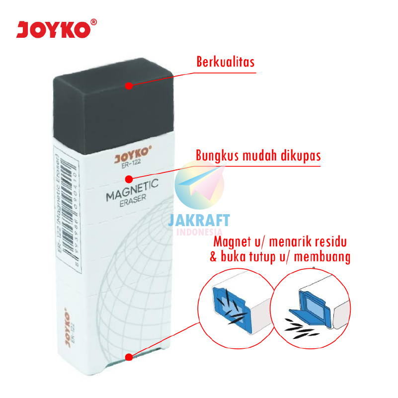 

(30 Pcs) GROSIR Penghapus Pensil Magnetik Besar JOYKO ER-122 Hitam Black Magnet Magnetic Eraser Berkualitas Super Bersih | PACK