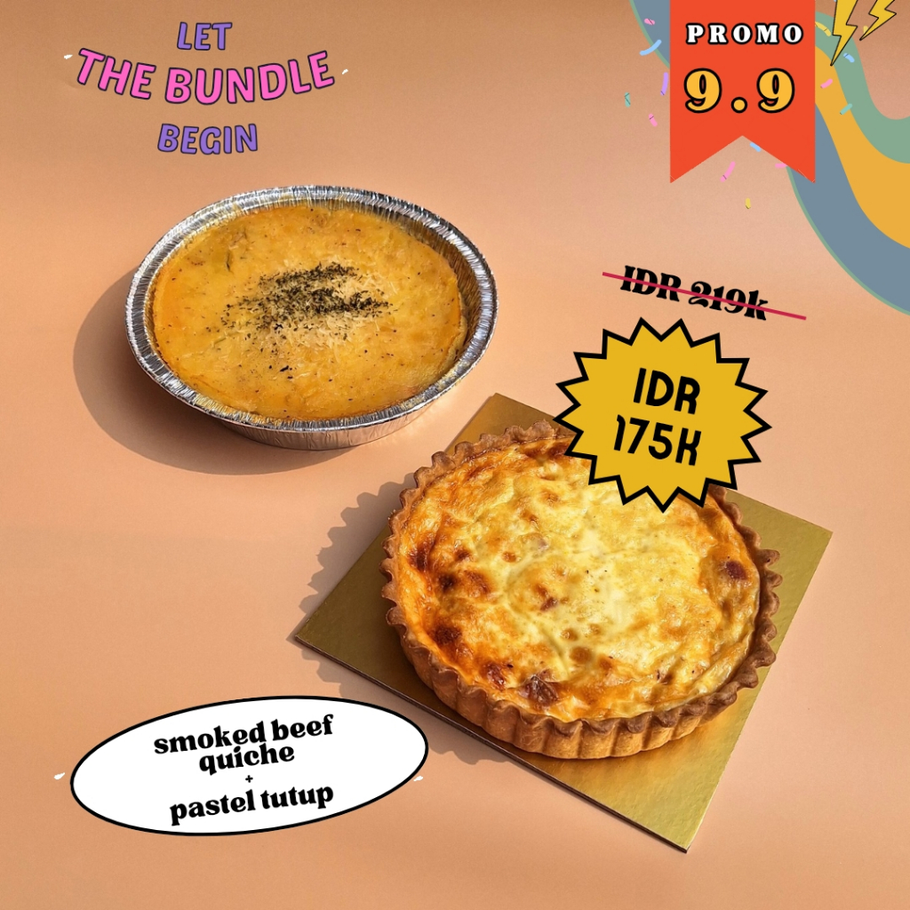 

Kue Oy Bundle Promo - Smoked Beef Quiche & Pastel Tutup - Birthday Cake Hampers Parcel Ulangtahun