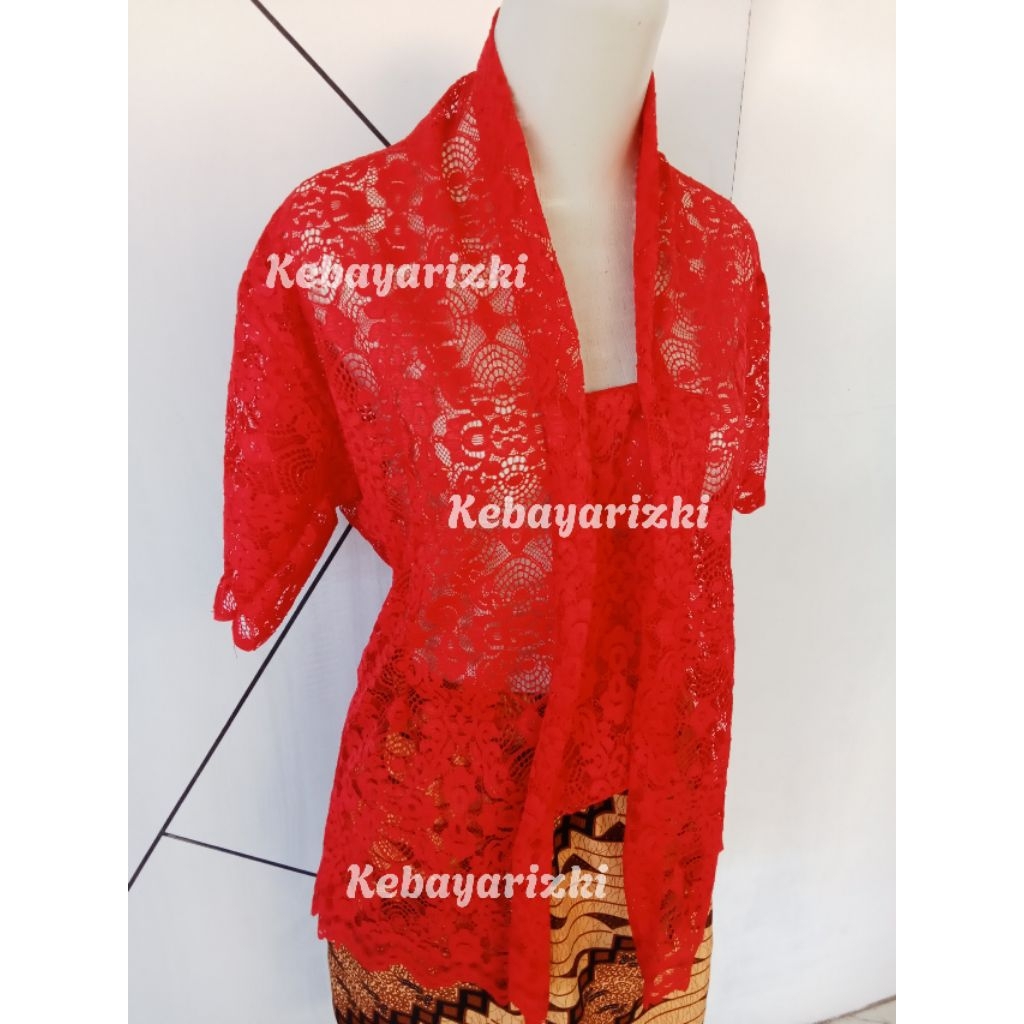ATASAN BAJU KEBAYA BROKAT KUTUBARU LENGAN PENDEK DEWASA BAJU KEBAYA TRADISIONAL BAJU ADAT BAJU BALI 