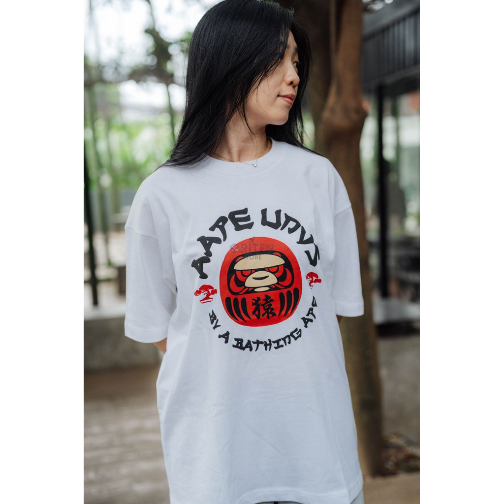 AAPE Daruma Logo Tee White Original / Baju Kaos Aape Authentic