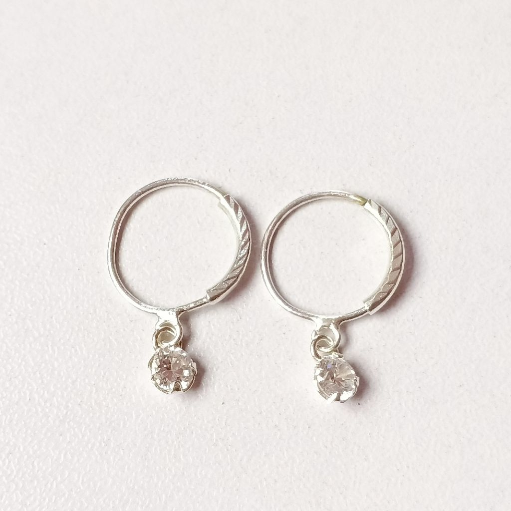 Anting Anak Model Permata Satu Perak 925/Lapis Emas Putih/Anting Bayi/Anting Anak Simpel