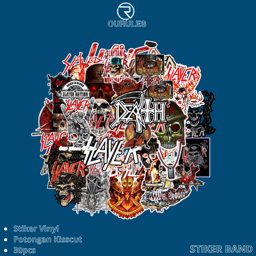 

OURULES - 30 Pcs Stiker Pack Band SLAYER Super Hypebeast Aesthetic 001 VinyL Glossy Waterproof