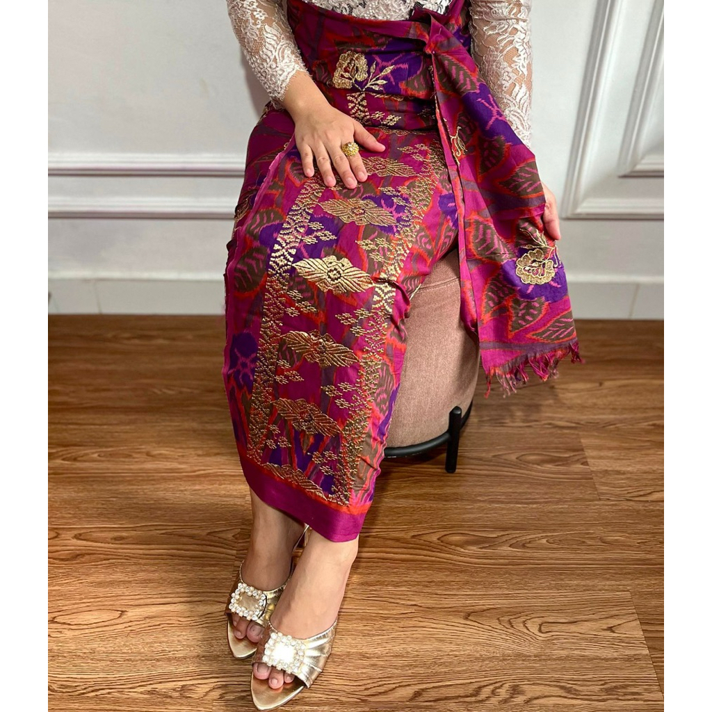 Kamen katun motif Endek bordir tumpal Sugeng