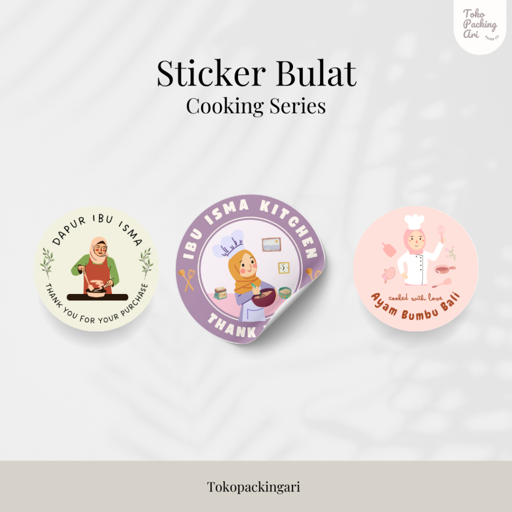 

Sticker Bulat Cooking Series | Sticker Masakan | Sticker Packing | Sticker Kemasan Makanan