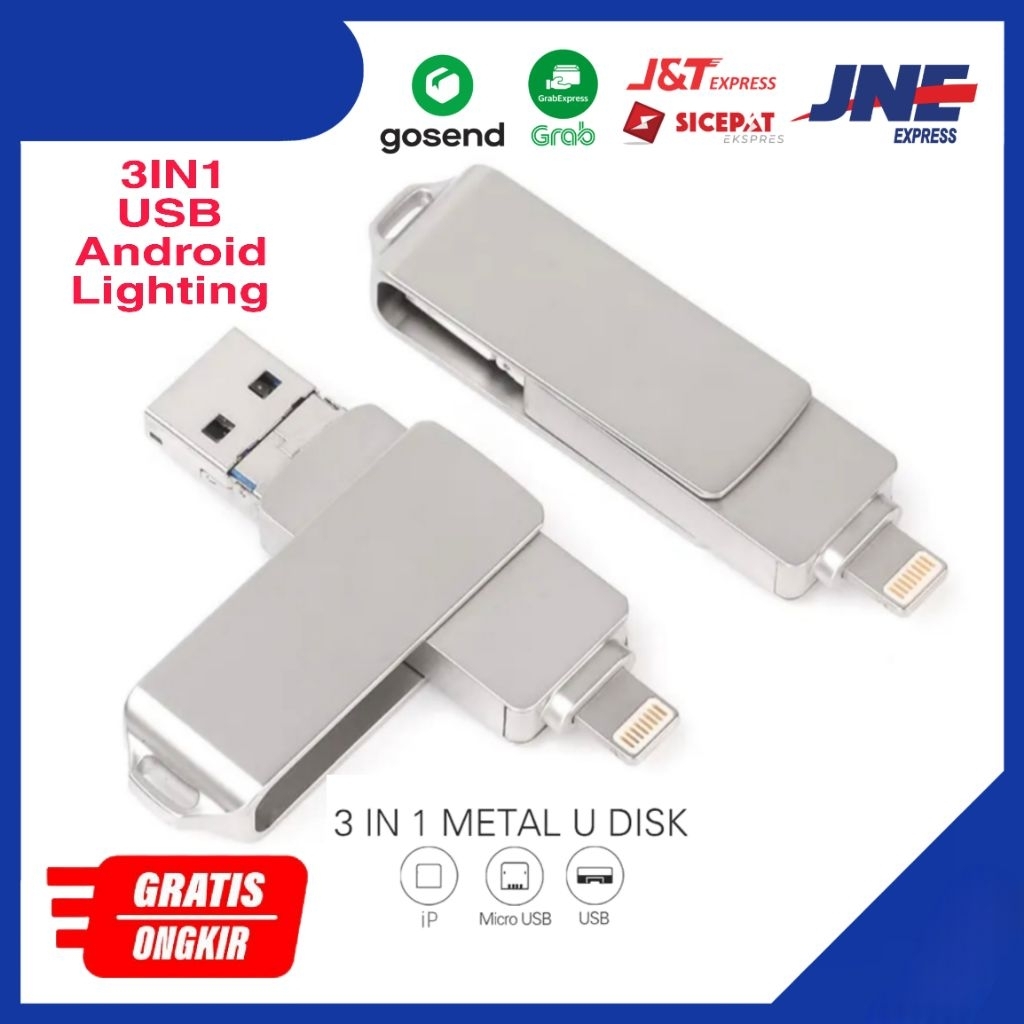 Flashdisk OTG 3 in 1 Android iPhone – 1TB / 2TB – USB, Micro, Lightning – Backup & Transfer Cepat