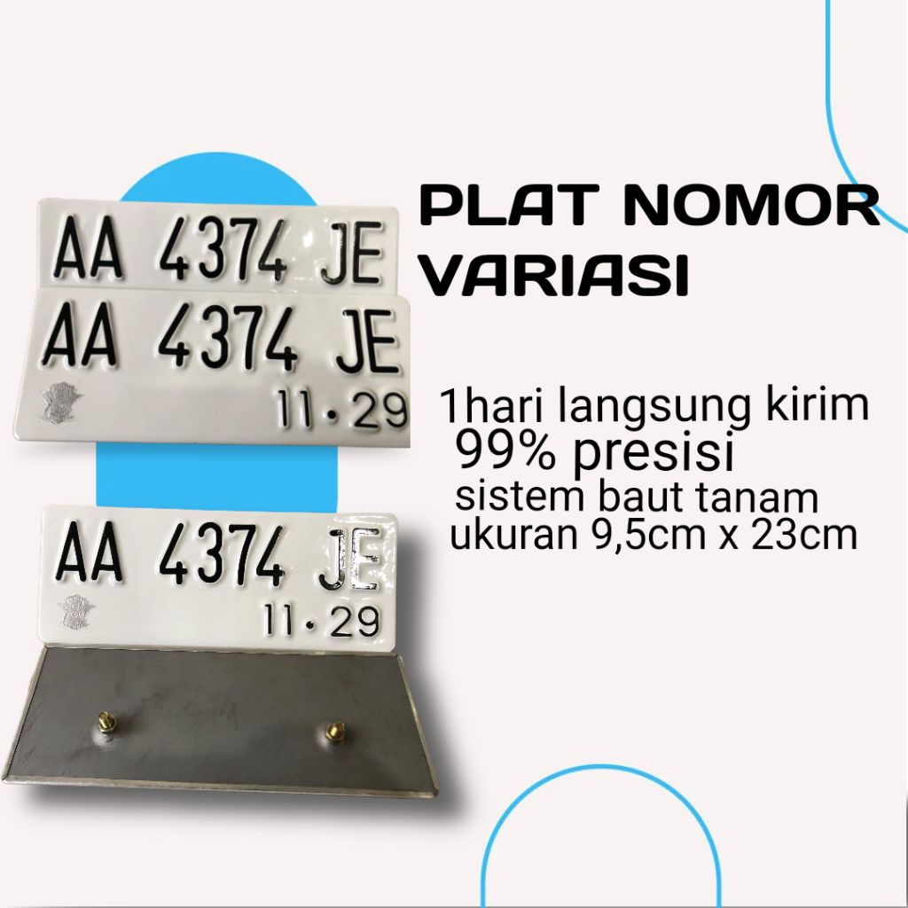 PROMO Variasi Plat nomor motor custom sepasang font biasa baut tanam bebas custom nomor &free nama
