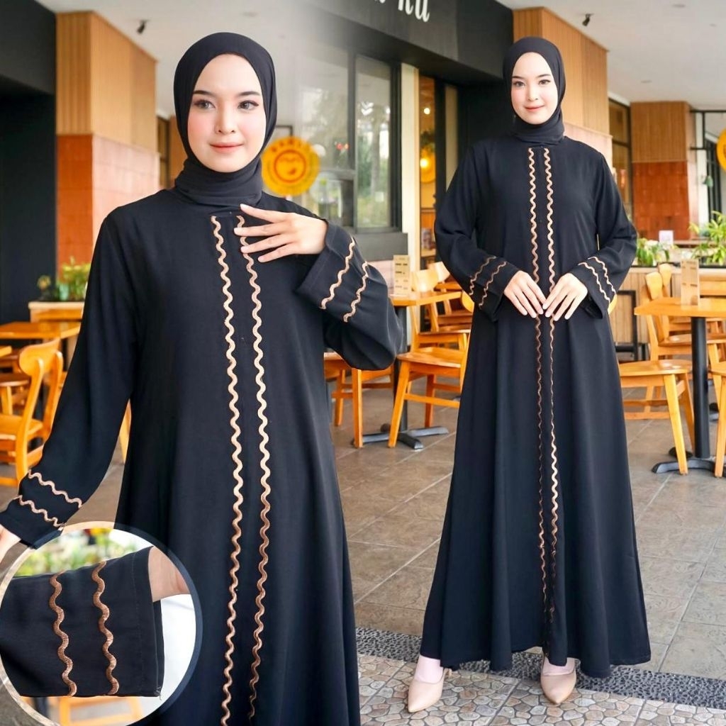 NEW ABAYA JETBLACK PREMIUN APLIKASI BORDIR KOMPUTER