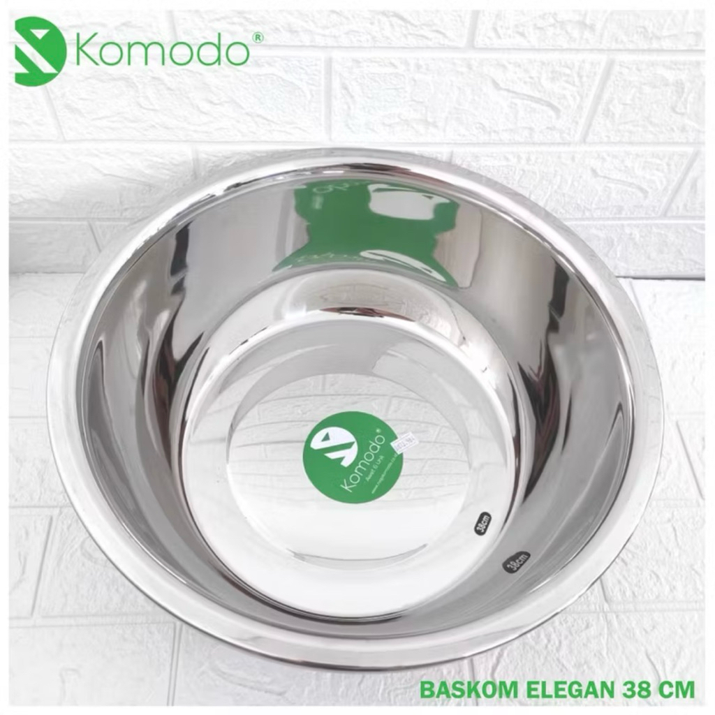 Baskom Stainless Komodo 38 cm BASKOM ELEGANT KOMODO 38 CM KOREA STAINLESS TEBAL MANGKOK MIXING BOWL