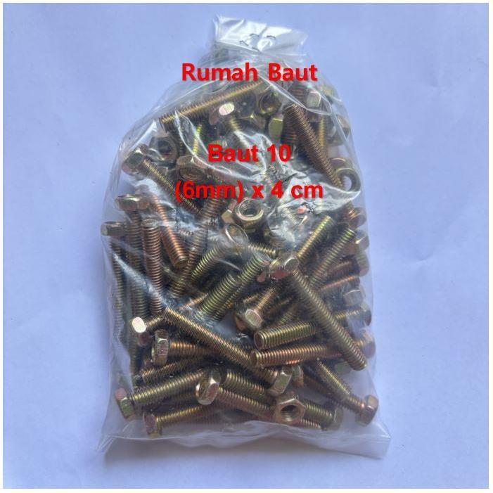 (paket 50 set) Baut 10 (6mm) x 4 cm + Mur
