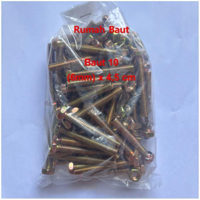 (paket 50 set) Baut 10 (6mm) x 4,5 cm + Mur