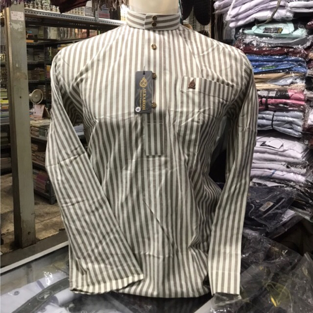 KOKO AL KAROM MOTIF SALUR BAJU MUSLIM PRIA VIRAL KEKINIAN BAJU SNTRI KOKO MODEL MELAYU KANCING THAIL