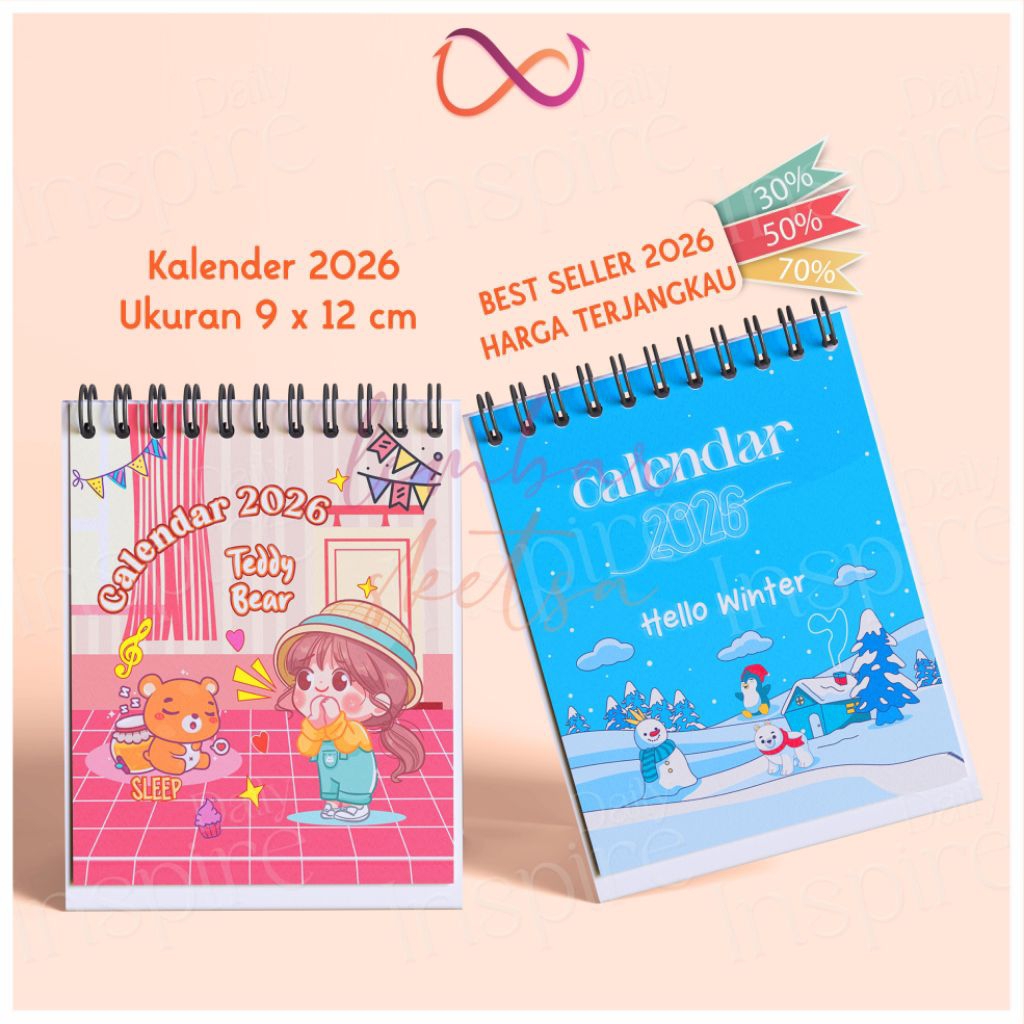 

TERBARU Kalender Mini 2026 -Kalender duduk ring spiral souvenir murah bisa COD