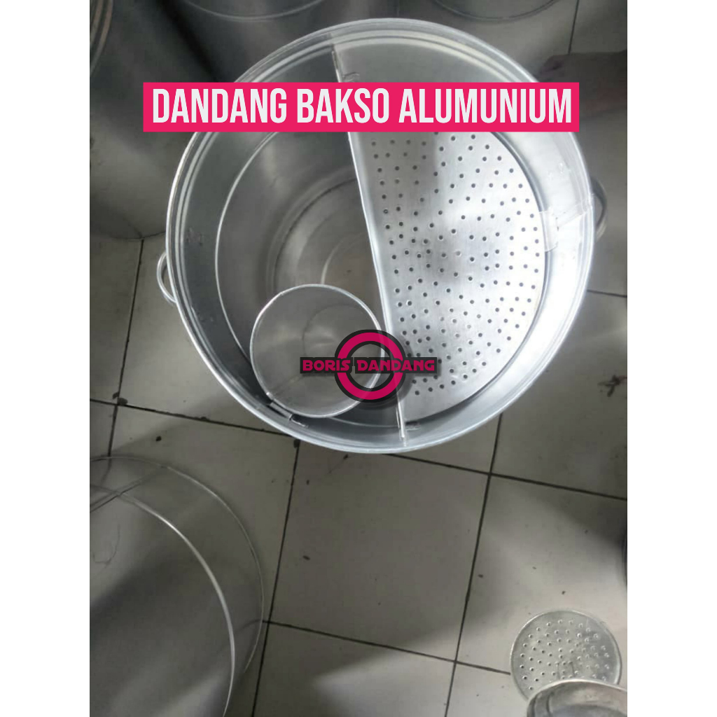 Dandang Bakso Panci Bakso Malang Aluminium Tebal Uk.25, 26, 30, 32, 35 cm  ( FREE CENTONG )