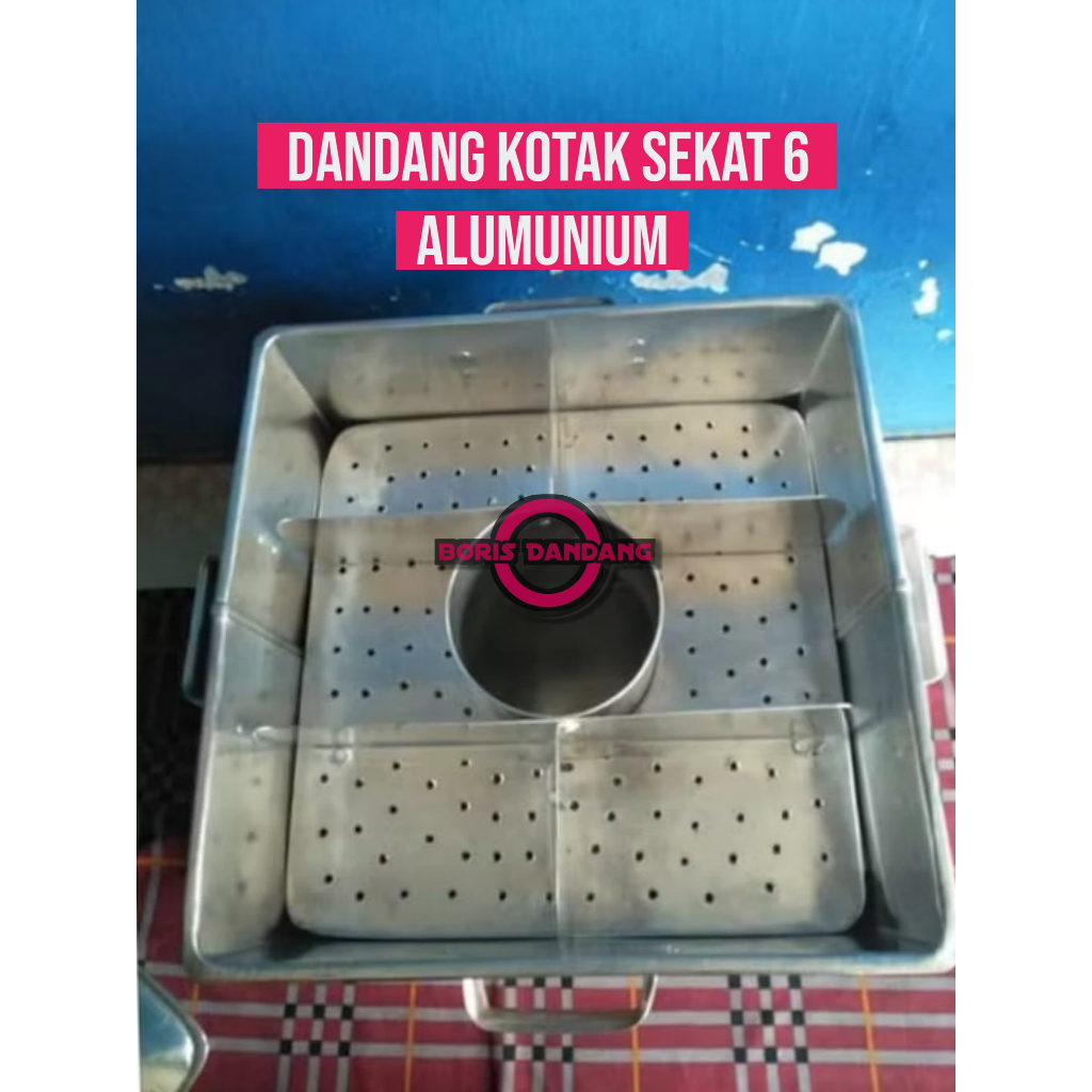 Dandang Kotak Aluminium Bakso Malang Sekat Pentol Uk 35x35x35 cm ( FREE CENTONG )