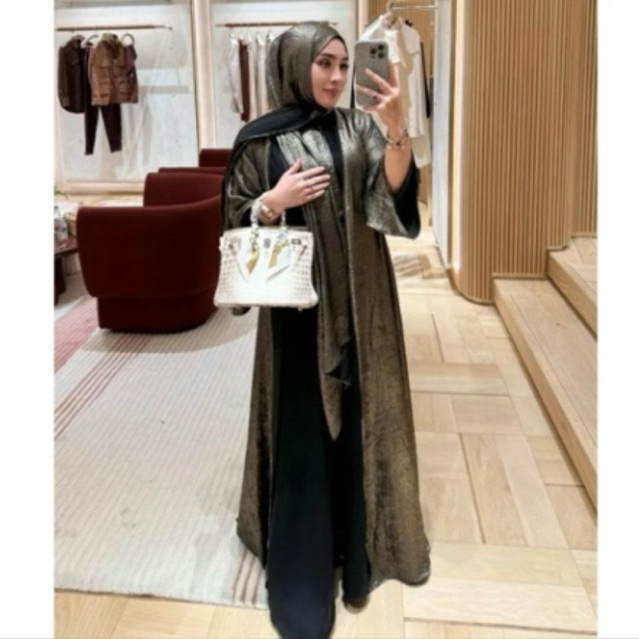 SHELLA SAUKIA ABAYA SHIMMER BLING BLING SET OUTER SET HIJAB TANGAN LONGGAR